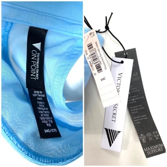 VICTORIA’S Secret On Point Front zip Maximum Support Bra Light Baby Blue 34C New - Picture 5 of 10